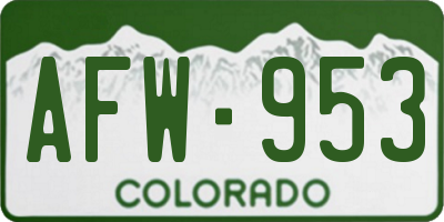 CO license plate AFW953