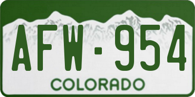 CO license plate AFW954