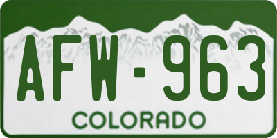 CO license plate AFW963