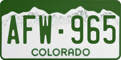 CO license plate AFW965