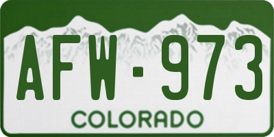 CO license plate AFW973