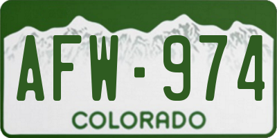 CO license plate AFW974