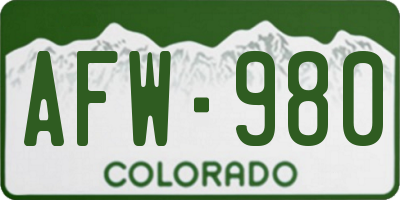 CO license plate AFW980