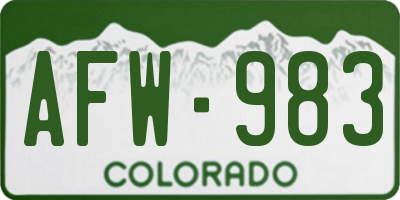 CO license plate AFW983