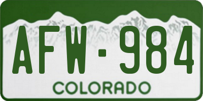 CO license plate AFW984