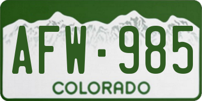 CO license plate AFW985