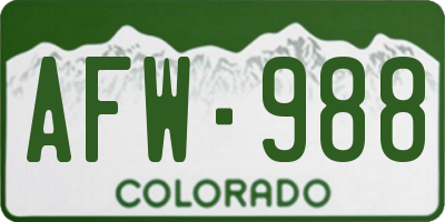 CO license plate AFW988