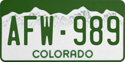 CO license plate AFW989
