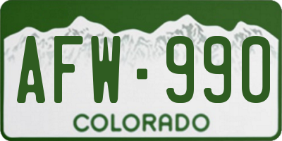 CO license plate AFW990
