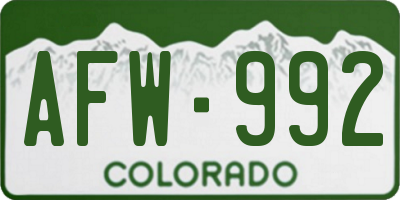 CO license plate AFW992
