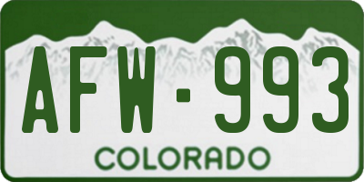 CO license plate AFW993