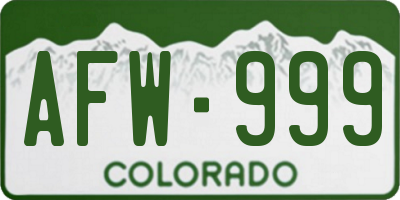 CO license plate AFW999