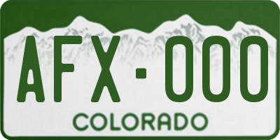 CO license plate AFX000