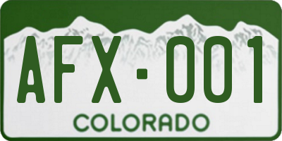 CO license plate AFX001