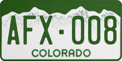 CO license plate AFX008