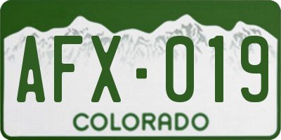 CO license plate AFX019
