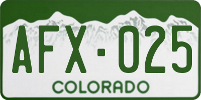 CO license plate AFX025