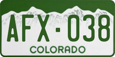 CO license plate AFX038
