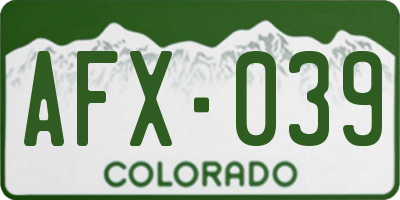 CO license plate AFX039