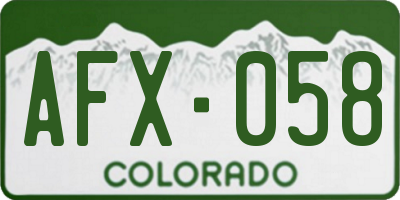 CO license plate AFX058