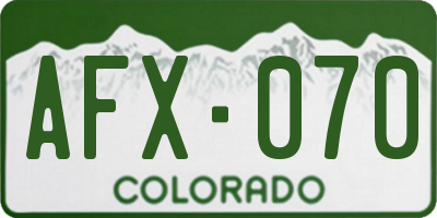 CO license plate AFX070