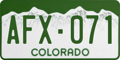 CO license plate AFX071