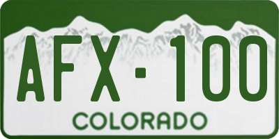 CO license plate AFX100