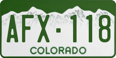 CO license plate AFX118