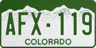 CO license plate AFX119