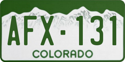 CO license plate AFX131