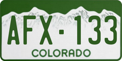 CO license plate AFX133