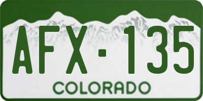 CO license plate AFX135