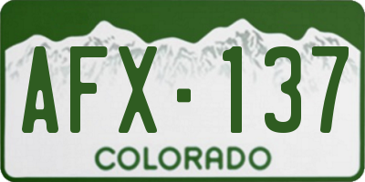 CO license plate AFX137