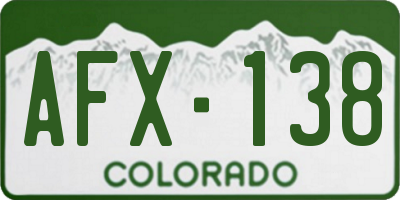 CO license plate AFX138