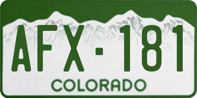 CO license plate AFX181