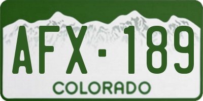 CO license plate AFX189