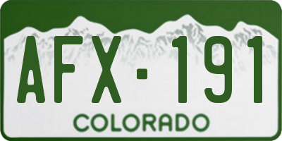 CO license plate AFX191