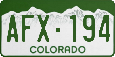CO license plate AFX194