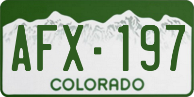 CO license plate AFX197