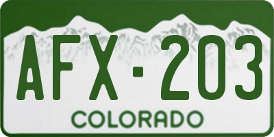 CO license plate AFX203