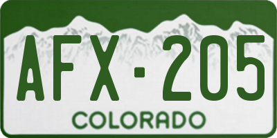 CO license plate AFX205