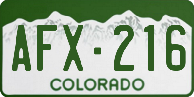 CO license plate AFX216