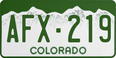 CO license plate AFX219