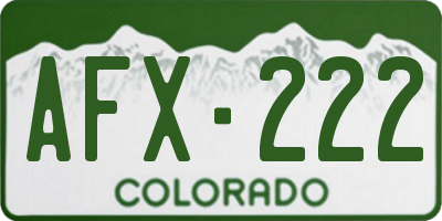 CO license plate AFX222