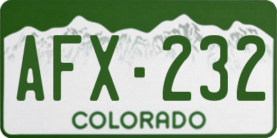 CO license plate AFX232