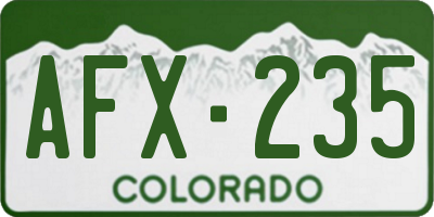 CO license plate AFX235