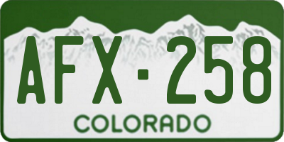 CO license plate AFX258