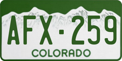 CO license plate AFX259
