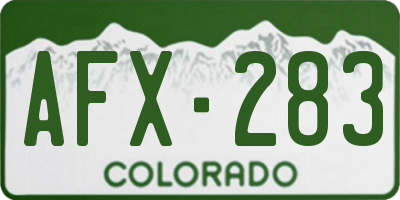 CO license plate AFX283