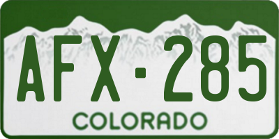 CO license plate AFX285